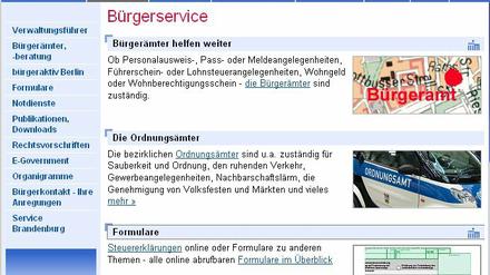 Verwaltung im Internet: Die Webseite berlin.de.