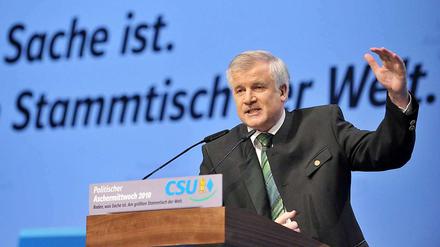 Der CSU-Vorsitzende und bayerische Ministerpräsident Horst Seehofer spricht am 17.02.2010 beim Politischen Aschermittwoch der CSU.