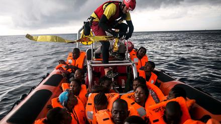 Bootsflüchtlinge im Mittelmeer.