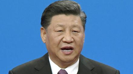 Chinas Präsident Xi Jinping spricht während der Eröffnungsfeier des zweiten Seidenstraßen-Forums.