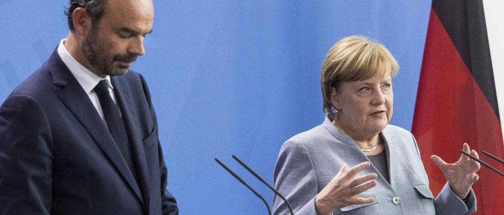 Frankreichs Premier Philippe und Kanzlerin Merkel am Freitag im Kanzleramt. 