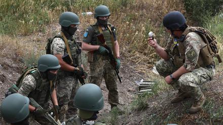 Ukrainische Soldaten bei einem Training in Odessa Mitte der Woche.