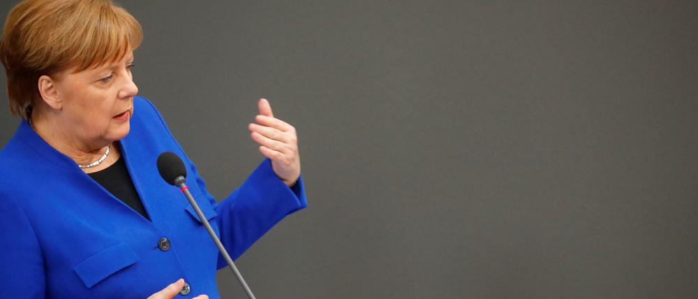 Angela Merkel am Mittwoch im Deutschen Bundestag.