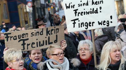 Frauen bei einer Demonstration gegen Sexismus und Gewalt im Januar in Hamburg.