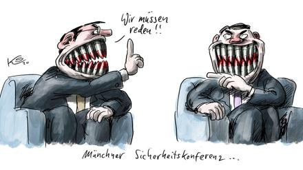 Zähne zeigen - ganz wörtlich auf der Münchner Sicherheitskonferenz. 