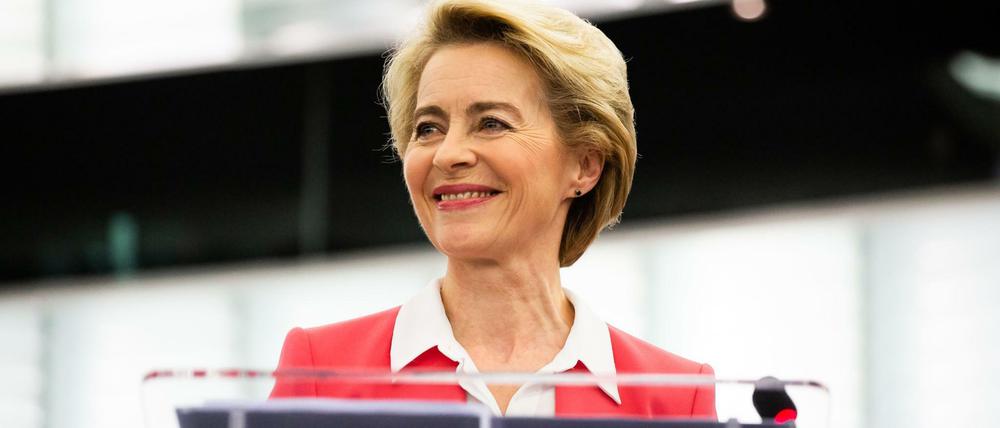 Die designierte EU-Kommissionschefin Ursula von der Leyen am Mittwoch bei ihrer Rede im Europaparlament.