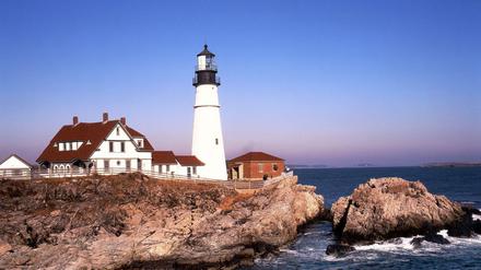 Leute, sendet Euch Signale! Der South Portland Head Leuchtturm im amerikanischen Bundesstaat Maine.  