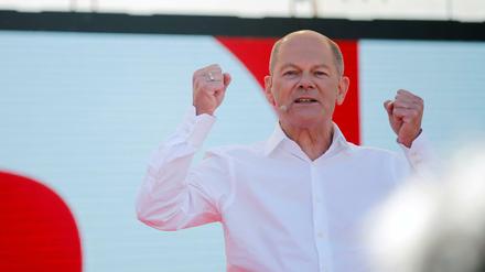 SPD-Kanzlerkandidat Olaf Scholz beim Wahlkampf in Bochum (am 14. August 2021)