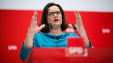 Andrea Nahles, Vorsitzende der Sozialdemokratischen Partei Deutschlands (SPD)
