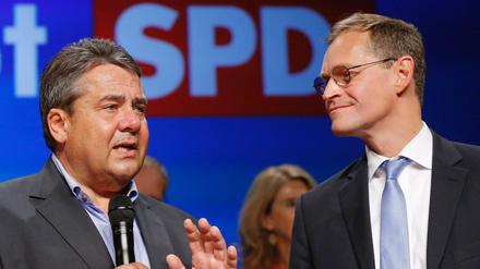 SPD-Chef Sigmar Gabriel (links) und Berlins Regierender Bürgermeister Michael Müller 