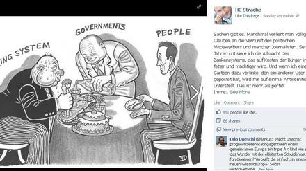 Gibt sich überrascht: FPÖ-Chef Heinz-Christian Strache beteuert auf seiner Facebook-Seite, dass diese Karikatur nicht antisemitisch sei.