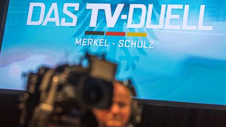 In diesem Studio treffen sich am Sonntag Kanzlerin Merkel (CDU) und Kanzlerkandidat Schulz (SPD) zum einzigen TV-Duell. 