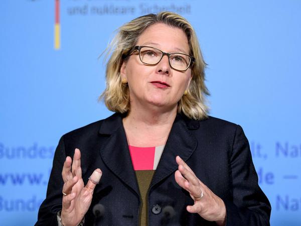 Bundesumweltministerin Svenja Schulze (SPD) bei einer Pressekonferenz.