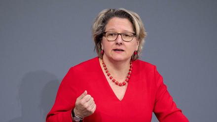 Svenja Schulze spricht im Bundestag über den Bundeshaushalt 2019.
