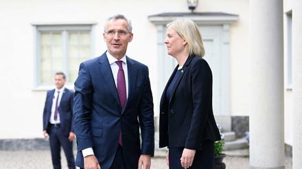 Jens Stoltenberg (Nato) und Magdalena Andersson (Schweden) besprachen sich zur geplanten Nato-Mitgliedschaft.
