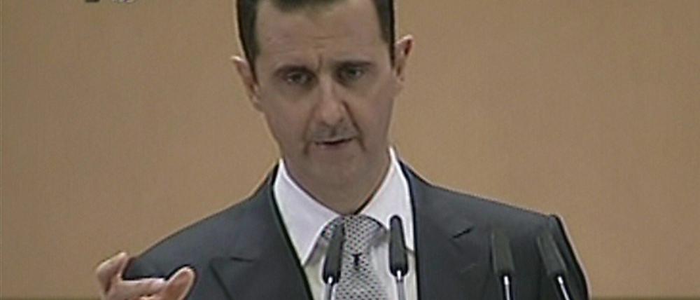 Baschar al Assad bei seiner Rede in Damaskus.