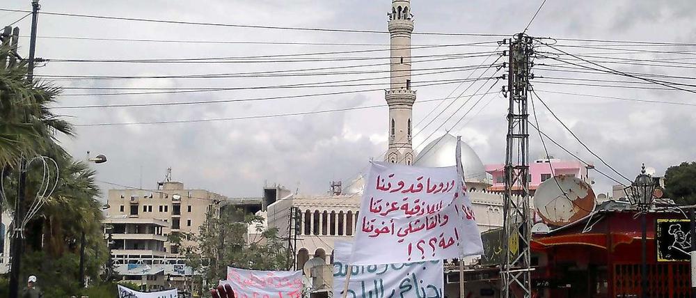 Demonstration in der syrischen Hafenstadt Banias.