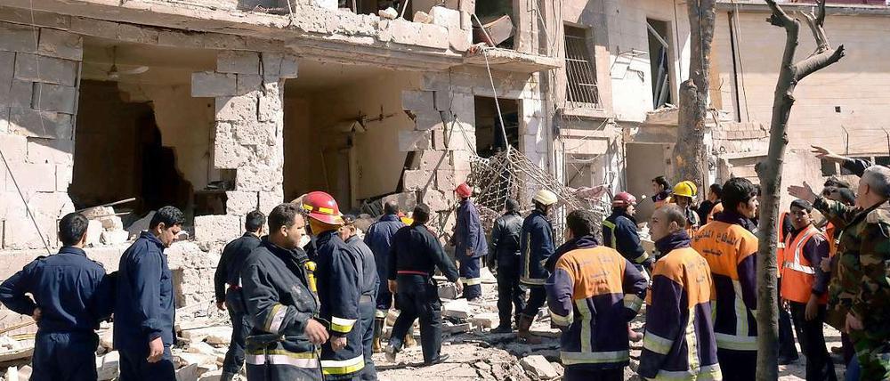 Das Bild der staatlichen syrischen Nachrichtenagentur zeigt ein zerstörtes Gebäude in Aleppo.