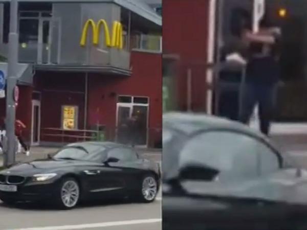 David S. wird gefilmt, als er aus dem McDonald's kommt. Er beginnt sofort um sich zu schießen.