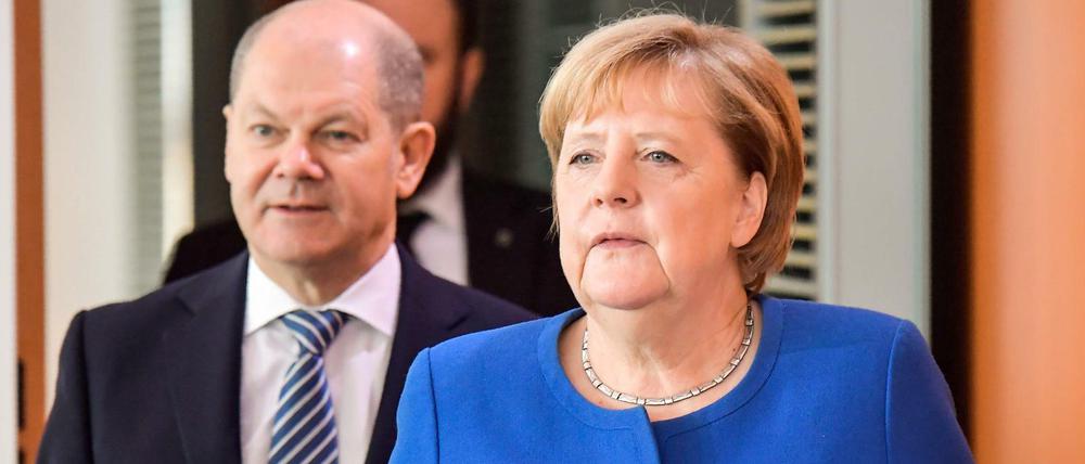 Bundeskanzlerin Angela Merkel (CDU) und Vizekanzler Olaf Scholz (SPD).