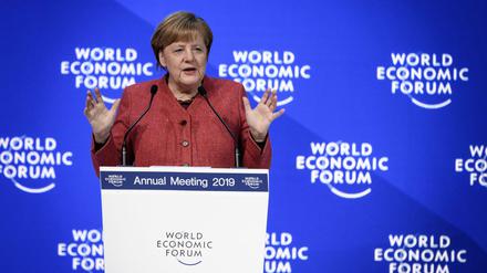 Die deutsche Bundeskanzlerin Angela Merkel beim Weltwirtschaftsforum in Davos. 
