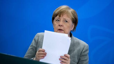 Angela Merkel bei der Pressekonferenz.