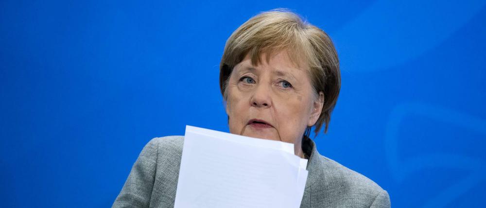 Angela Merkel bei der Pressekonferenz.