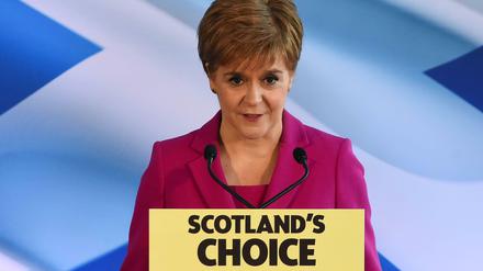 Nicola Sturgeon, Chefin der Scottish National Party (SNP) hält am 13. Dezember 2019 eine Rede in Edinburgh. Sie will, dass Schottland in der EU bleibt.