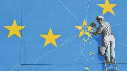 Großbritannien scheidet zum Jahresende aus der EU-Zollunion aus. Das Foto zeigt ein Wandgemälde des britischen Graffiti-Künstlers Banksy. 