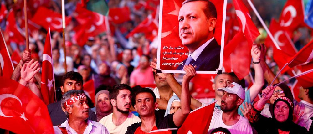 Erdogan-Anhänger sollen bei dem Referendum im April mit "Ja" für das neue Präsidialsystem stimmen.