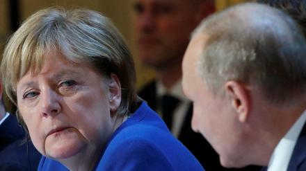 Bundeskanzlerin Angela Merkel und der russische Präsident Wladimir Putin. 