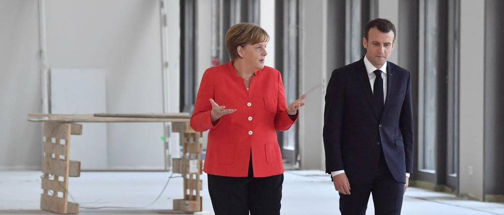 Waren zuletzt nicht immer im Gleichschritt unterwegs: Kanzlerin Angela Merkel und Frankreichs Präsident Emmanuel Macron.