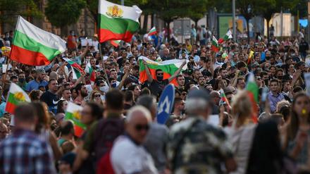 Protestierende in der bulgarischen Hauptstadt Sofia.