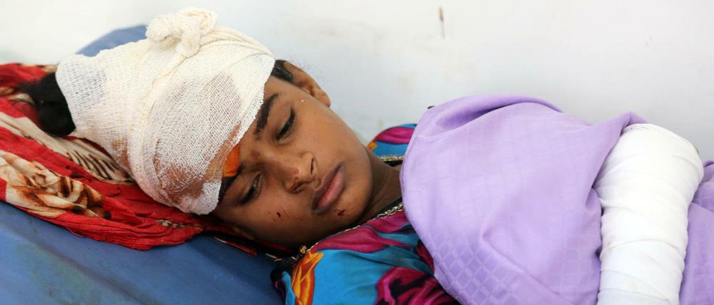 Ein Kind wurde bei einem Luftangriff im Jemen verletzt. 