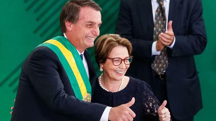 Brasiliens neuer Präsident Jair Bolsonaro und die neue Landwirtschaftsministerin Tereza Cristina. 