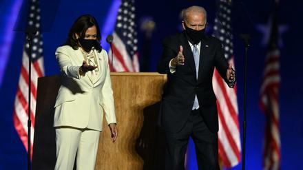 Der President-elect Joe Biden und seine Vize Kamala Harris bei ihrem Auftritt in Delaware. 