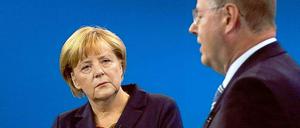 Kanzlerin Merkel (CDU) und Herausforderer Steinbrück (SPD).