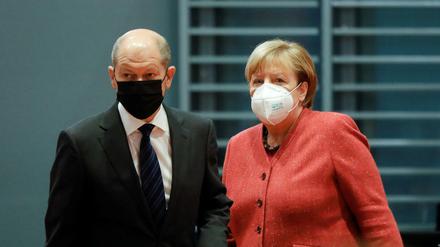 Bundeskanzlerin Angela Merkel (CDU) und Finanzminister und Vizekanzler Olaf Scholz (SPD)