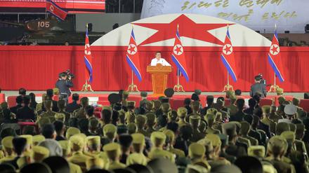 Kim Jong Un während der Rede zum 69. Jahrestag des koreanischen Waffenstillstands.
