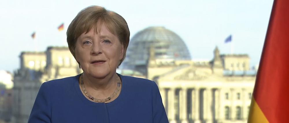 Bundeskanzlerin Angela Merkel bei ihrer Rede an die Nation zur Coronakrise.