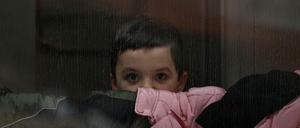 Auf dem Weg nach Warschau. Ein Flüchtlingskind schaut im polnischen Przemysl aus einem Zugfenster.