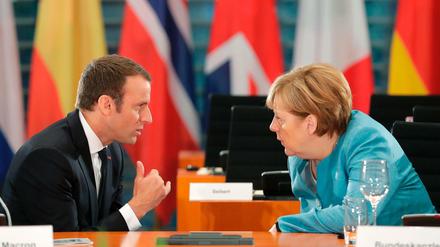 Frankreichs Präsident Macron und Kanzlerin Merkel am Donnerstag in Berlin.