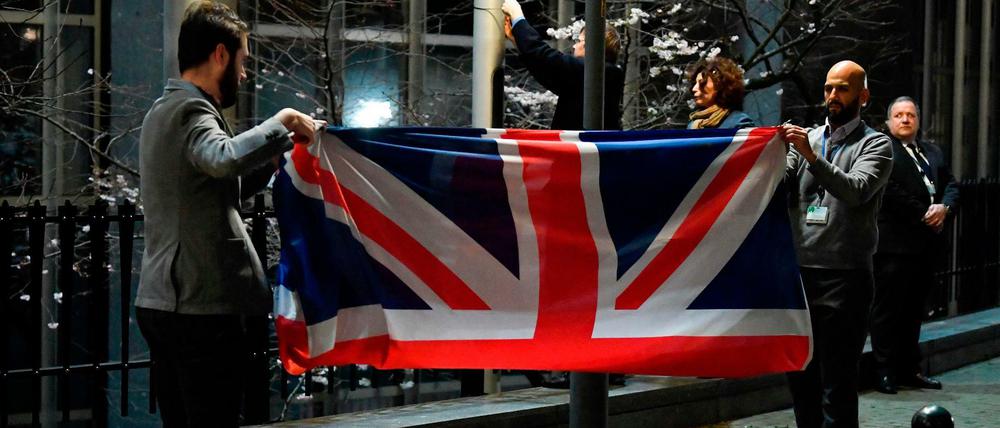 Abschied nach 47 Jahren: Die britische Flagge wird in Brüssel abgehängt.
