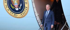 US-Präsident Joe Biden am Flughafen von Philadelphia, Pennsylvania.