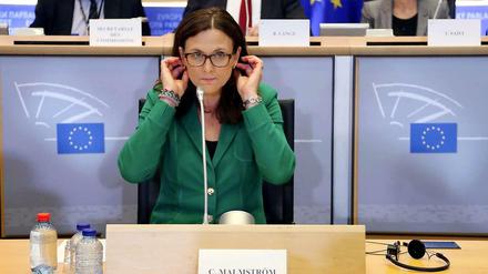 Die designierte EU-Handelskommissarin Cecilia Malmström am Montag bei der Anhörung im Europaparlament.
