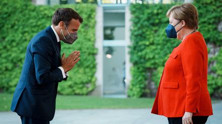 Bundeskanzlerin Angela Merkel traf am Freitag Frankreichs Präsident Emmanuel Macron.