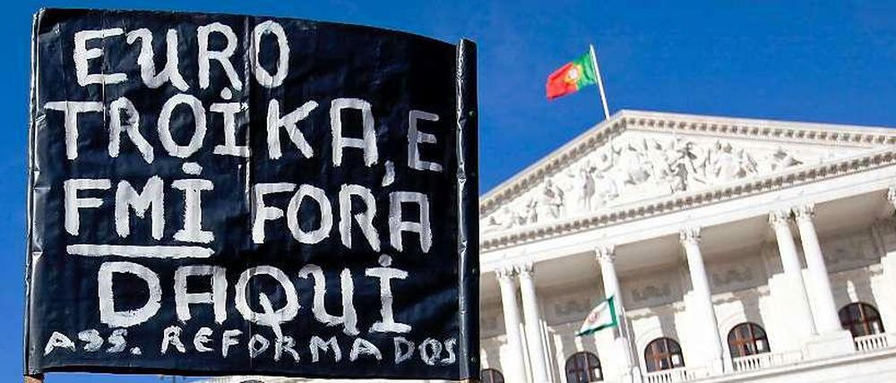 Protest gegen die Troika in Lissabon.