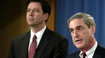 Zwei Insider gegen Präsident Trump: Der gefeuerte FBI-Chef James Comey (links) und Sonderermittler Robert Mueller , der ebenfalls FBI-Chef war. 