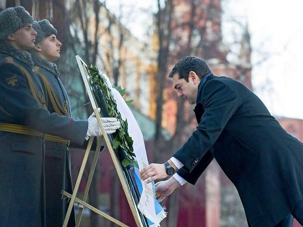 Alexis Tsipras am Mittwoch am Grab des Unbekannten Soldaten.