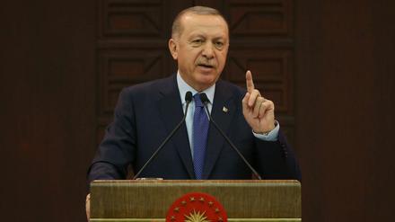 Der türkische Präsident Recep Tayyip Erdogan auf einer Pressekonferenz am 18. März.
